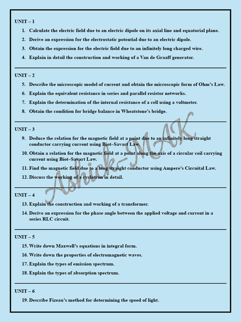 phy imp 5 mark | PDF | Electron | Magnetic Field