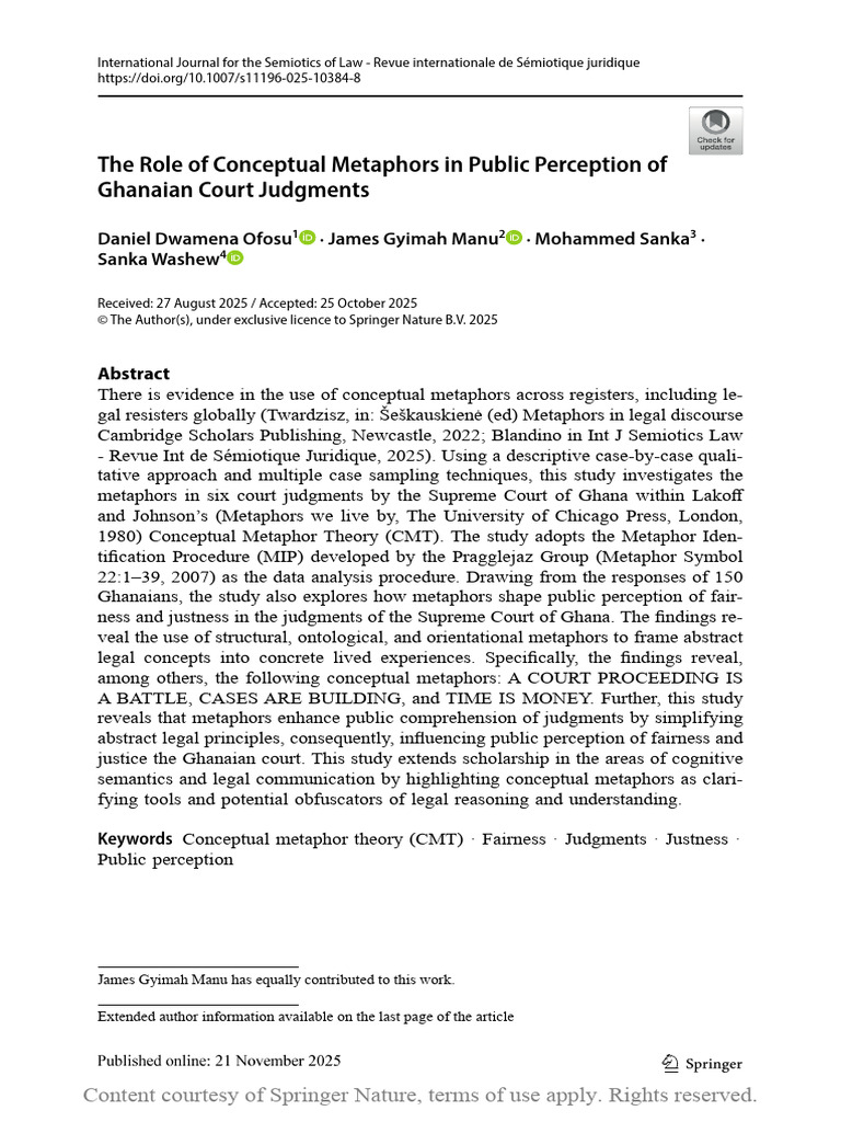 The Role of Conceptual Metaphors in Public Percept | PDF | Concept ...