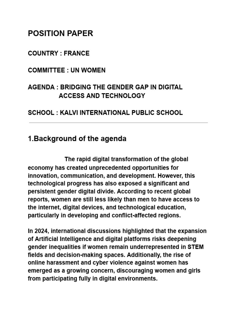 Position Paper | PDF | Gender Equality | Gender Studies