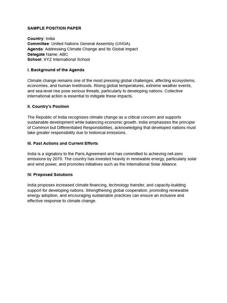 Sample Position Paper | PDF