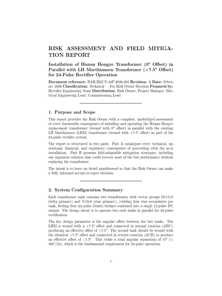 Risk Assessment and Field Mitigat | PDF | Rectifier | Transformer