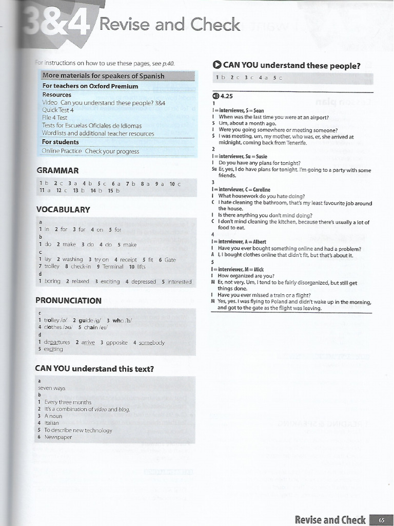 34 Revise and Check Key b1 | PDF