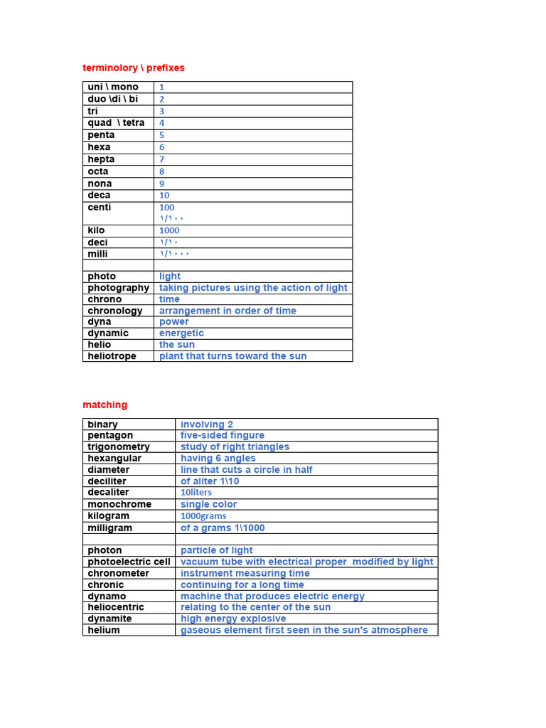 Matching & Terminology | PDF