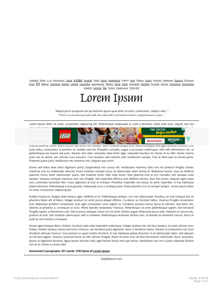 Generated 5 Paragraphs, 551 Words, 3783 Bytes of Lorem Ipsum | PDF