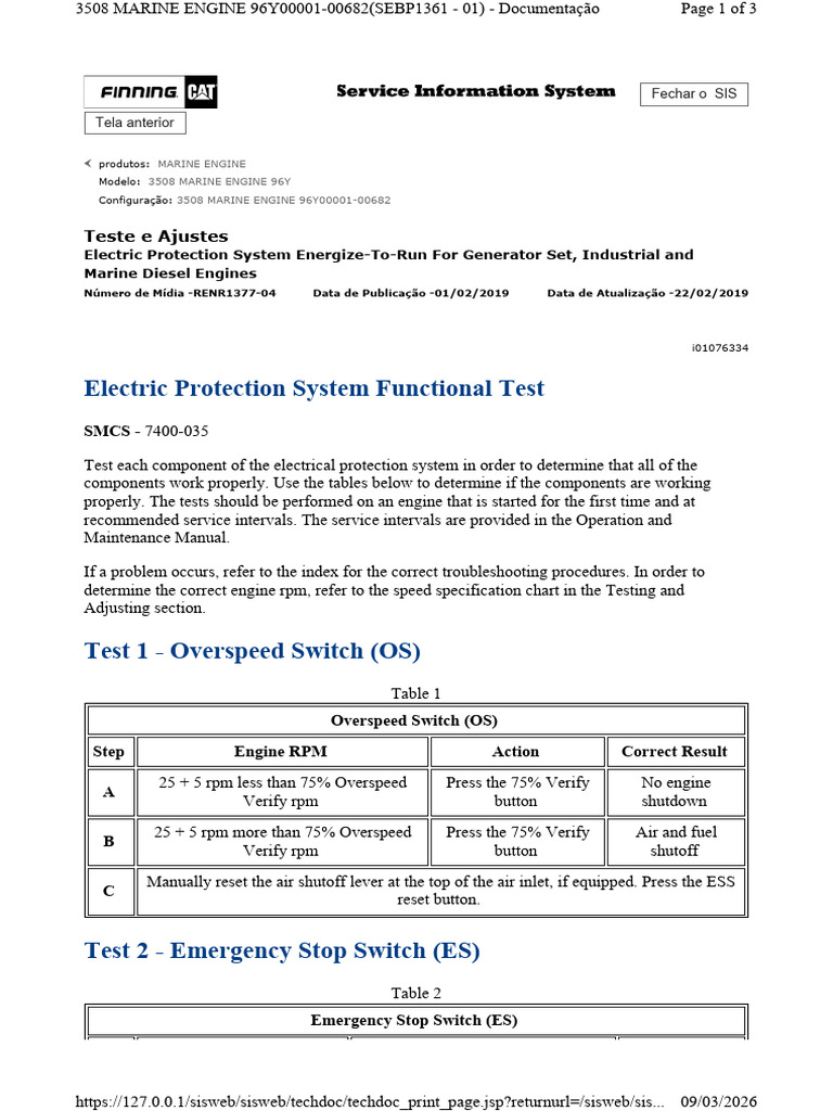 Electric Protection System Functional Test | PDF | Switch | Engines