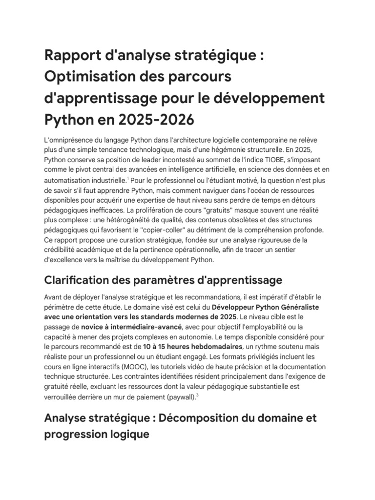 Python - Parcours D'apprentissage Stratégique | PDF | Python (Langage ...