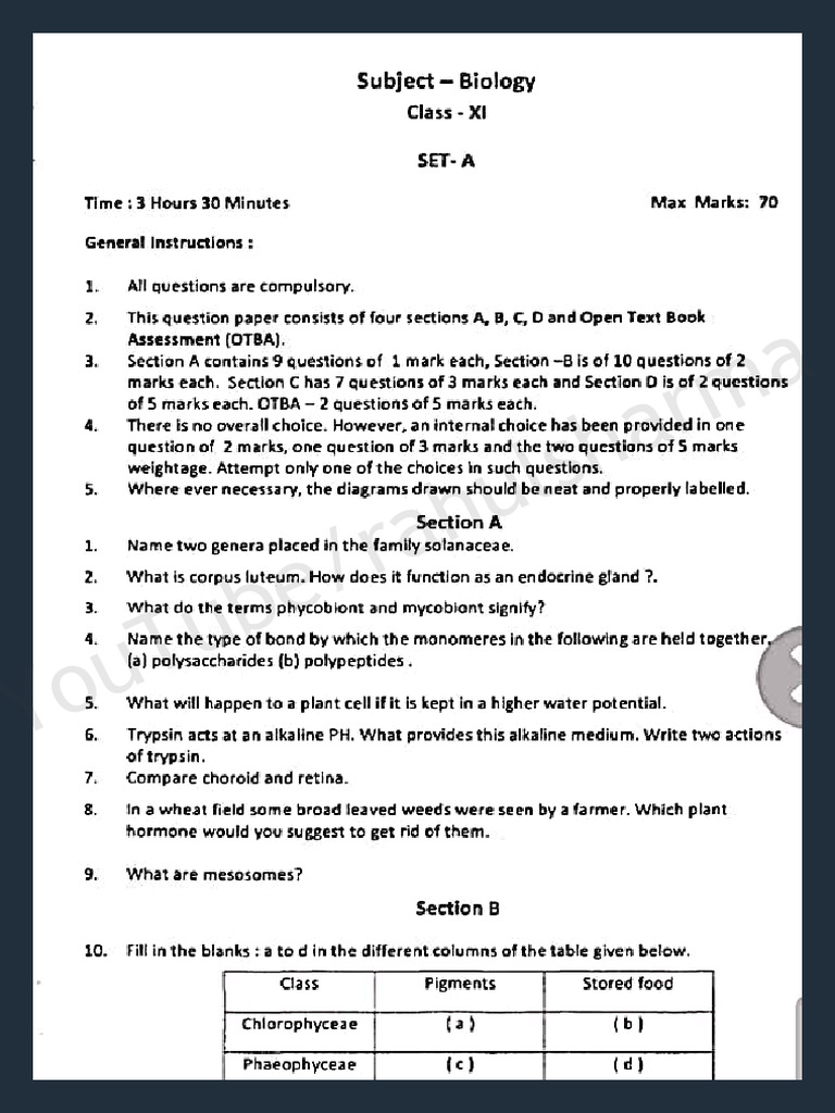 Class 11 Biology Pyq | PDF