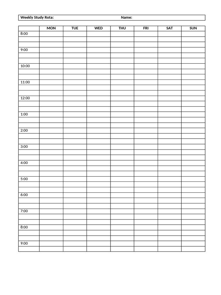 Weekly Study Rota | PDF