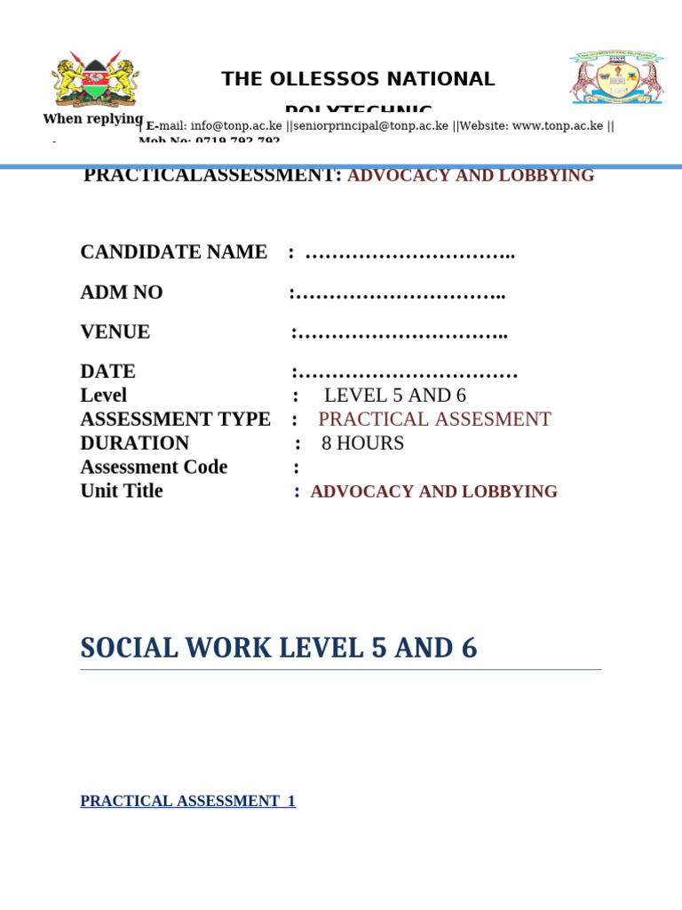Advocacy and Lobbying Modular Practical Assessments | PDF | Evaluation