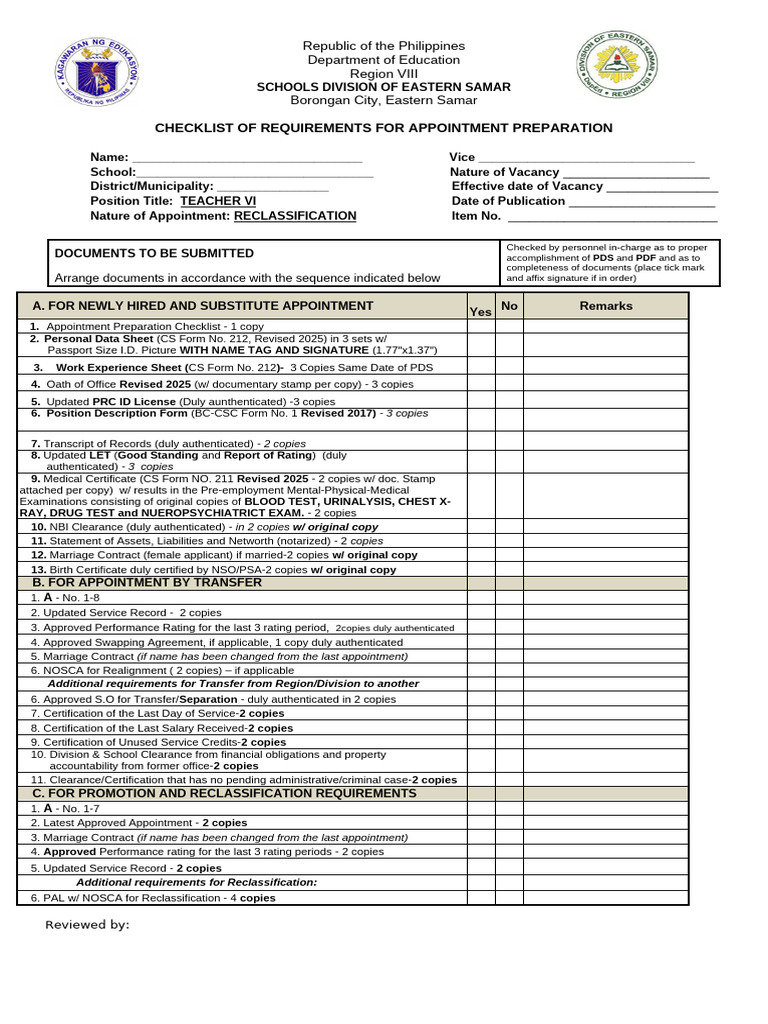 2026 Appointment Processing Checklist 1 (1) | PDF