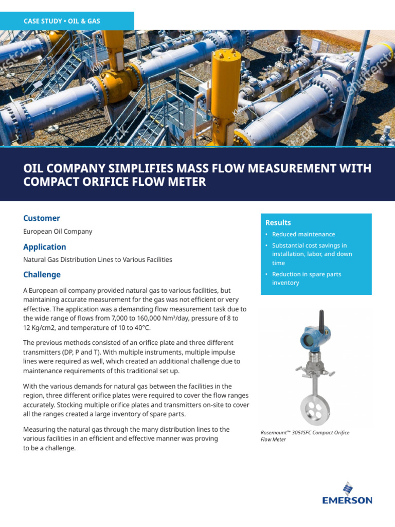 Case Study Oil Company Simplifies Mass Flow Measurement Compact Orifice ...