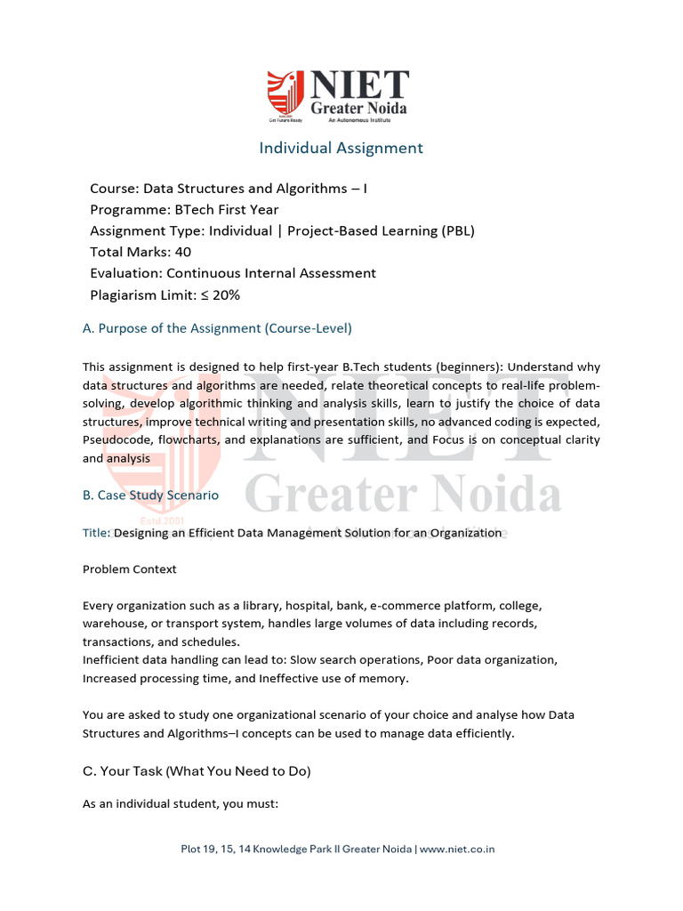 Individual Assignment - Data Structure and Algorithms-I | PDF ...