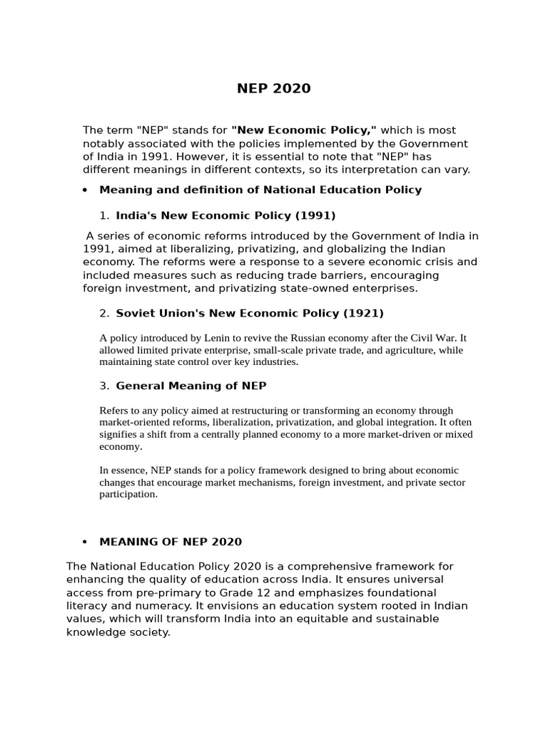 NEP 2020 (1) | PDF | Vocational Education | Teachers
