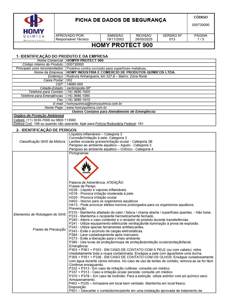 Homy Protect 900 FDS V13 | PDF | Desperdício
