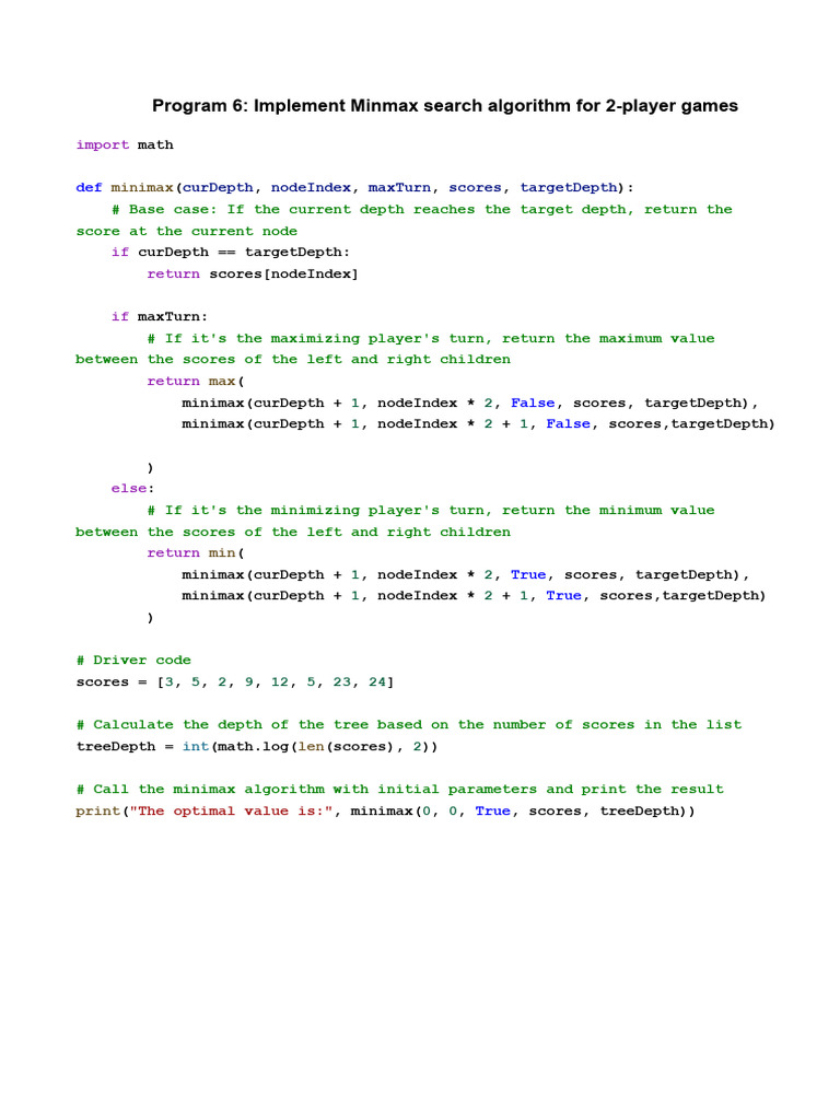 6 Minmax Algorithm | PDF
