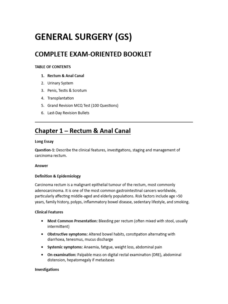 General Surgery Exam Notes & MCQs univer | PDF | Hemorrhoid | Rectum