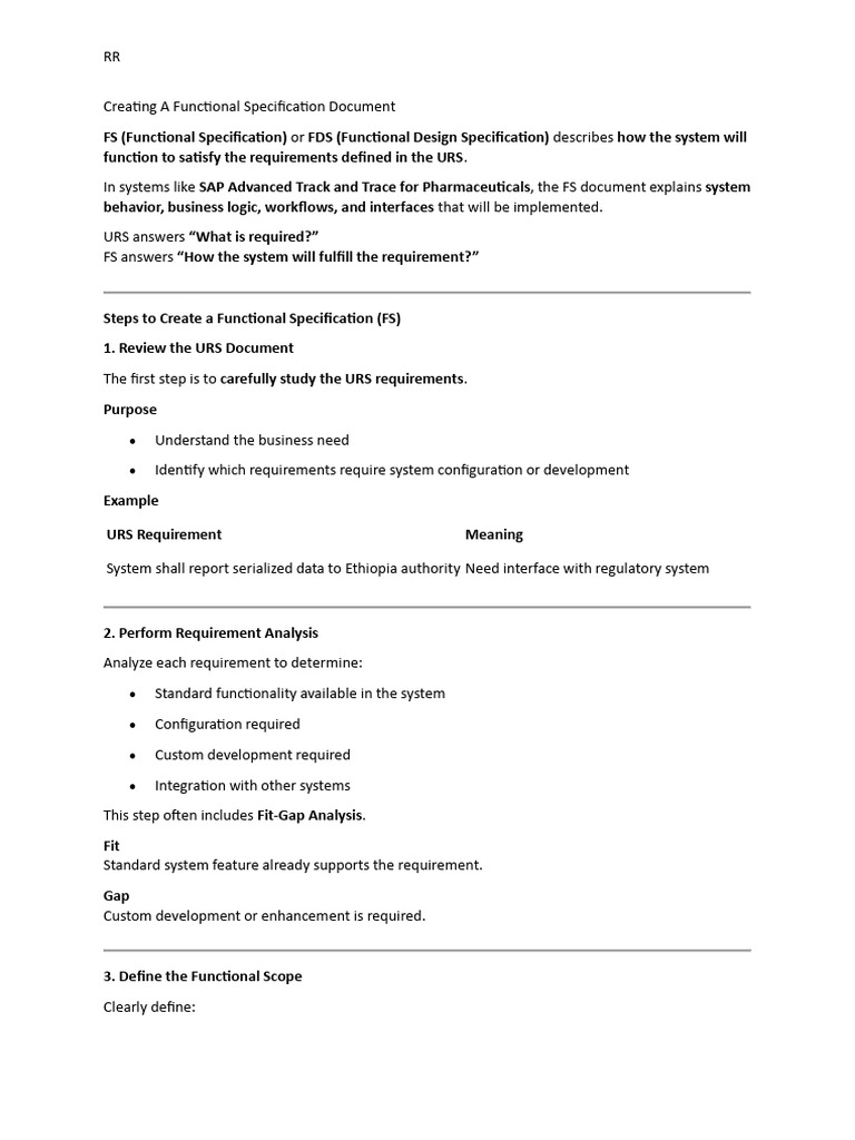 Creating a Functional Specification Document | PDF | System ...