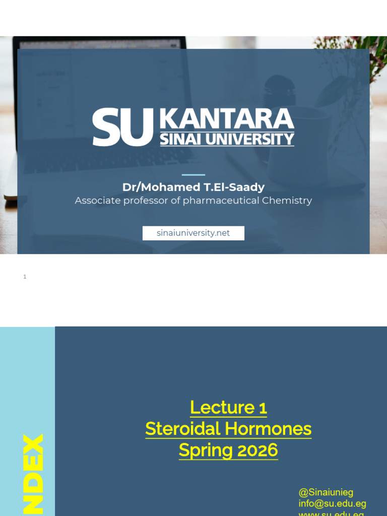 Lecture 1 - Steroidal Hormones - Spring 2026 | PDF | Estradiol | Chemistry