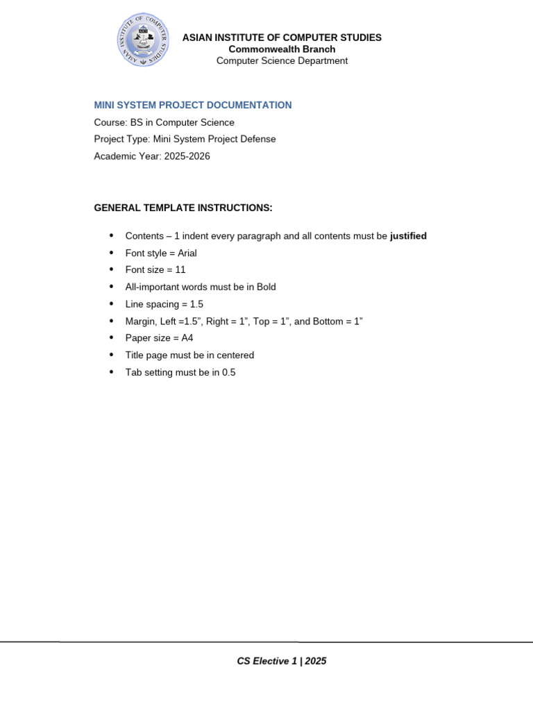 Mini System Project Documentation Template | PDF | Computing | Software ...