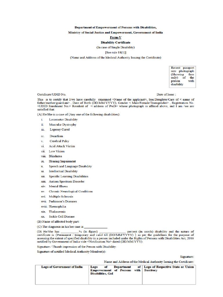 PWD Certificate Format | PDF