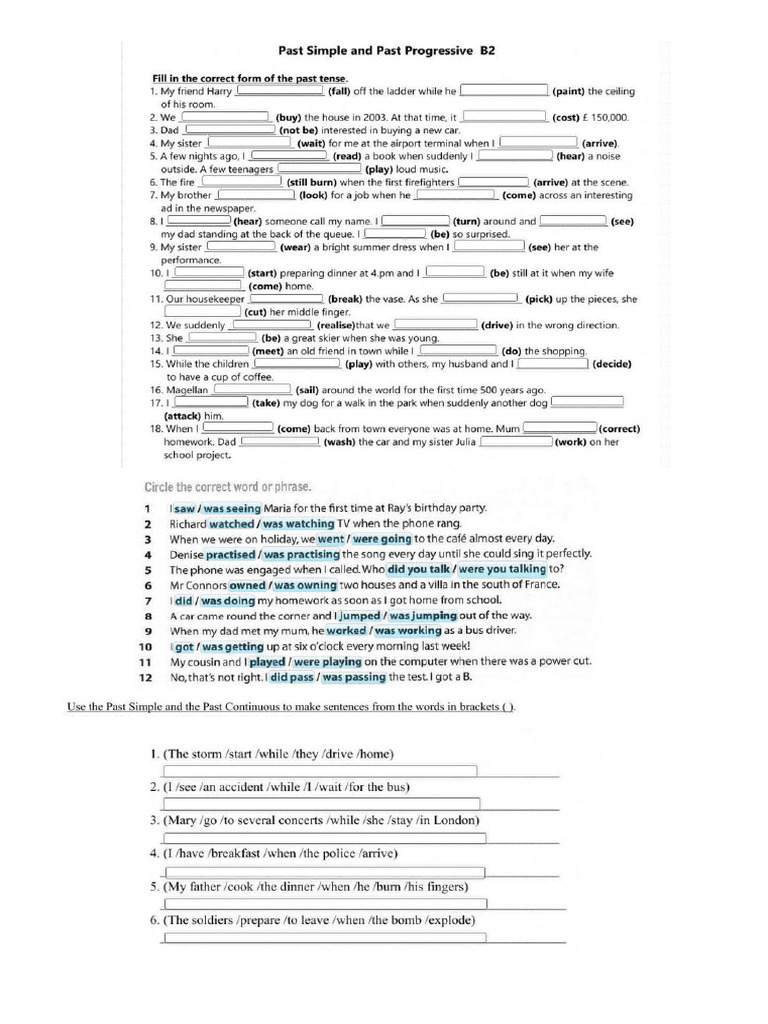 Past Simple and Continuous.pdf | PDF