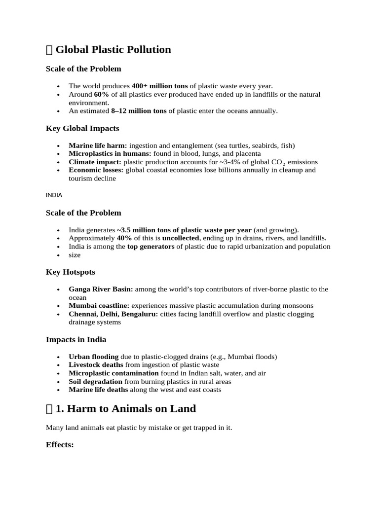 ? Global Plastic Pollution | PDF | Plastic | Recycling