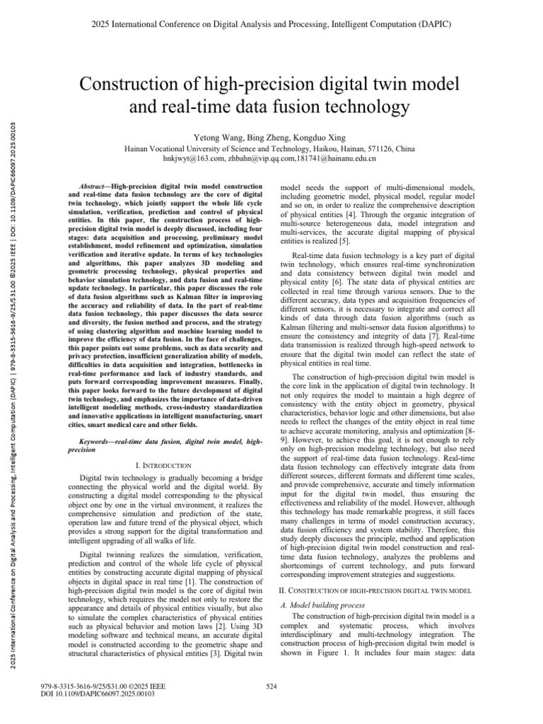 Construction of High-Precision Digital Twin Model and Real-Time Data ...