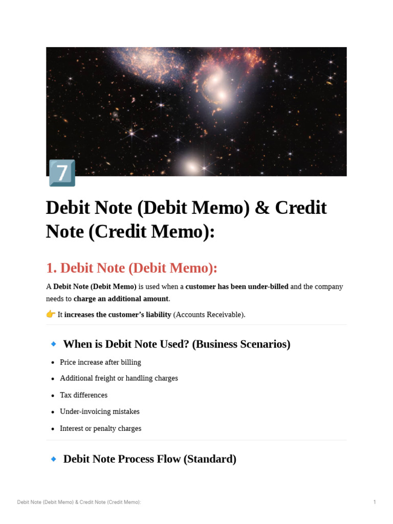 Debit Note (Debit Memo) Credit Note (Credit Memo) | PDF | Debits And ...