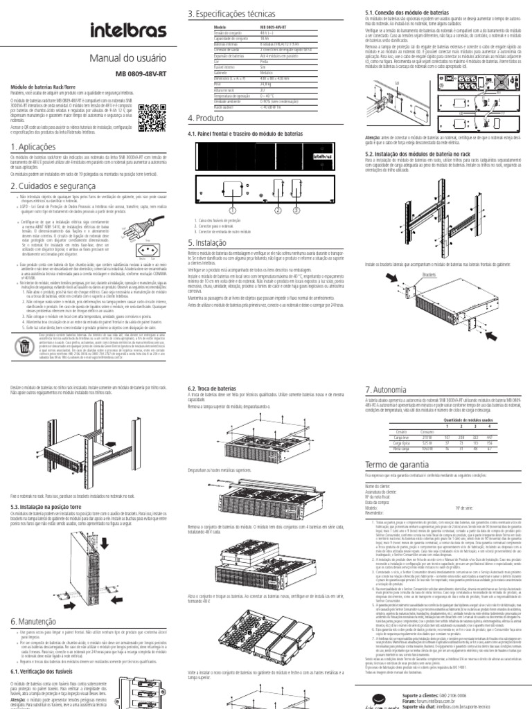 Manual MB 0809 48V RT 02-21 Site | PDF | Fonte de energia | Engenharia ...
