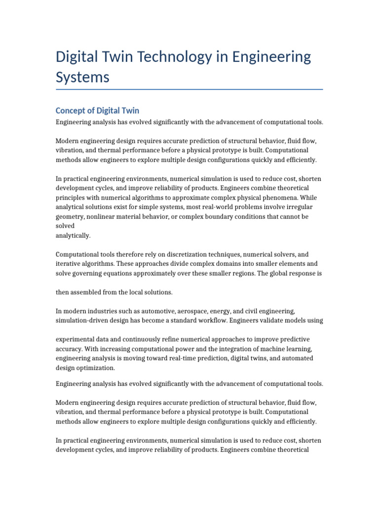 Digital Twin Technology in Engineering Systems | PDF | Numerical ...