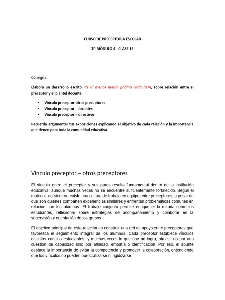 Preceptor Trabajo Practico - Modulo 4 13.Docx (1) | PDF | Enseñando ...