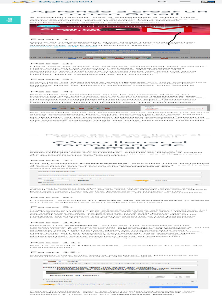 Crear un Correo Electrónico Cómo llenar el formulario de gmail | PDF
