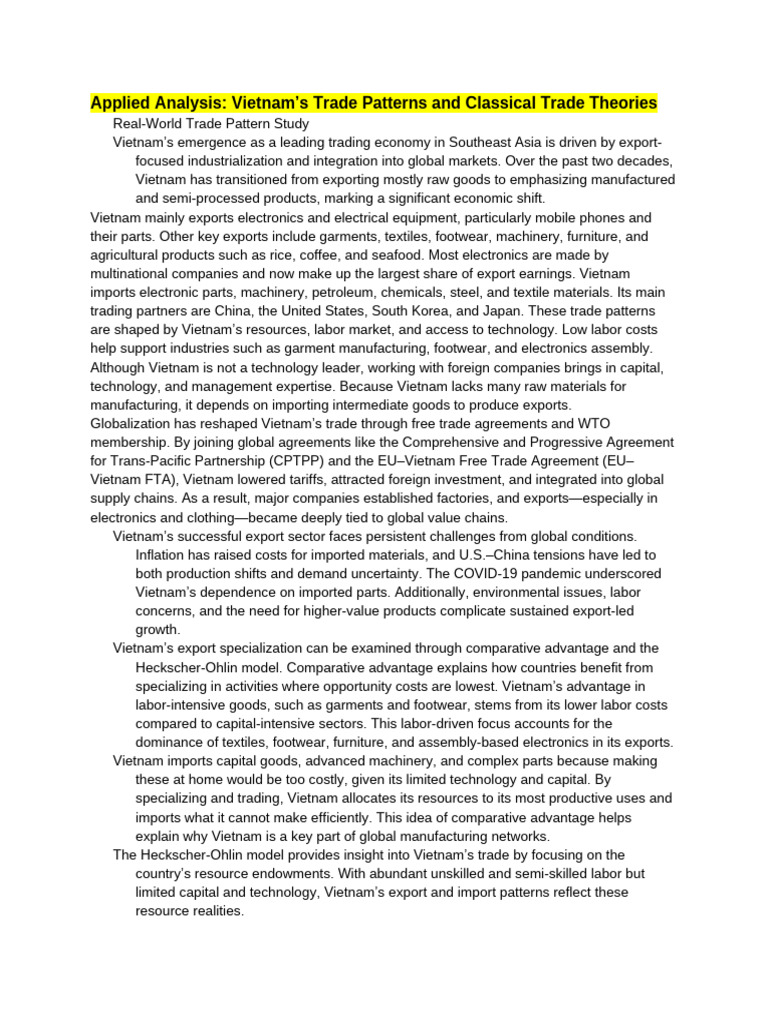 Applied Analysis - Vietnam's Trade Patterns and Classical Trade ...
