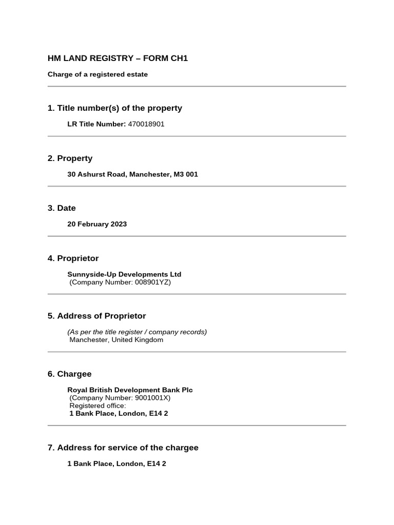 Hm Land Registry – Form Ch1 | PDF