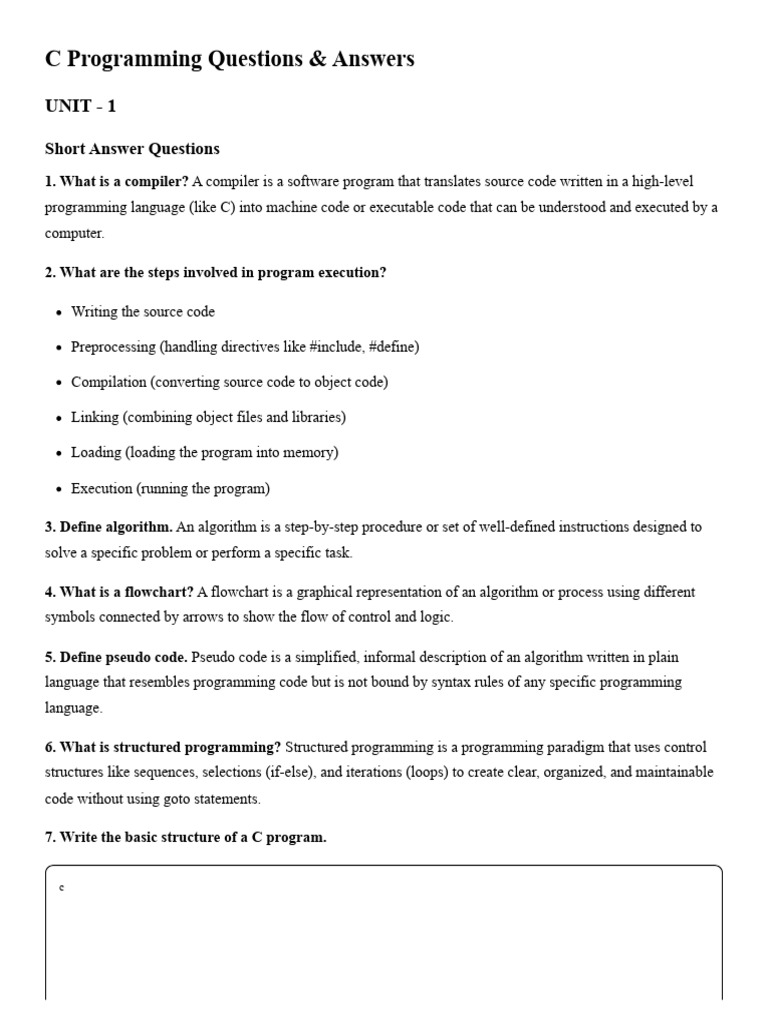 C Programming Questions - Complete Answers - 251031 - 153307 | PDF ...