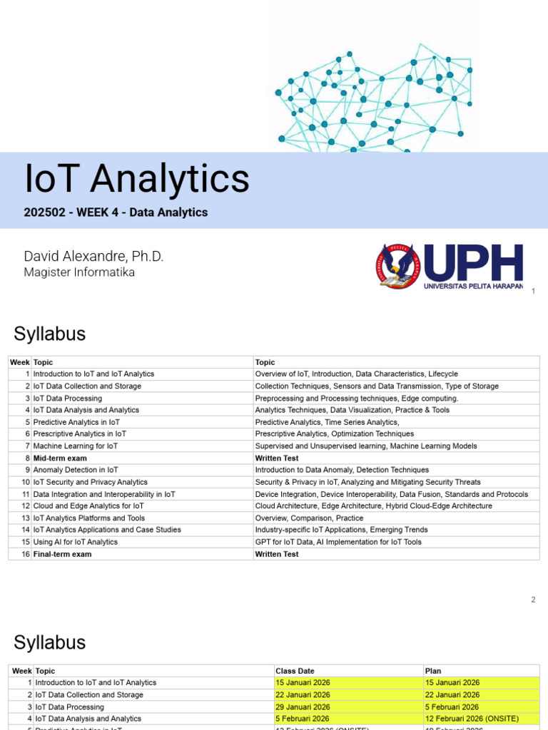 IoT Analytics - Week 4 - Data Analytics - 2026 | PDF | Internet Of ...