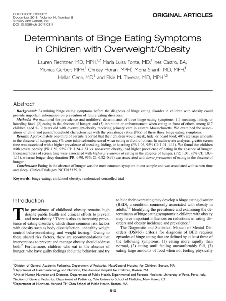 Determinants of Binge Eating S | PDF | Childhood Obesity | Obesity