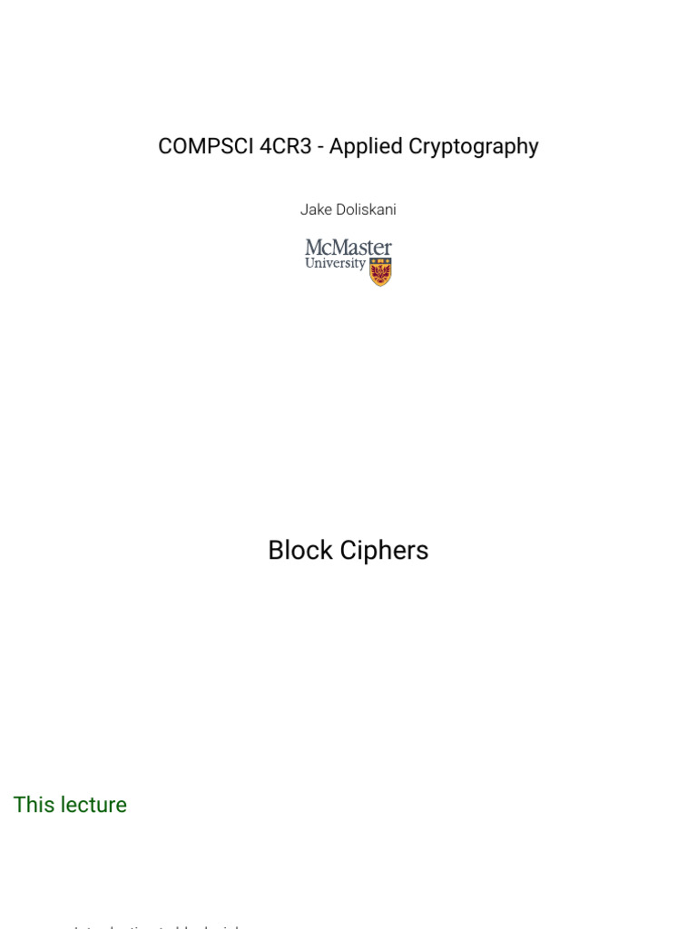 Block Ciphers | PDF | Cipher | Security Engineering