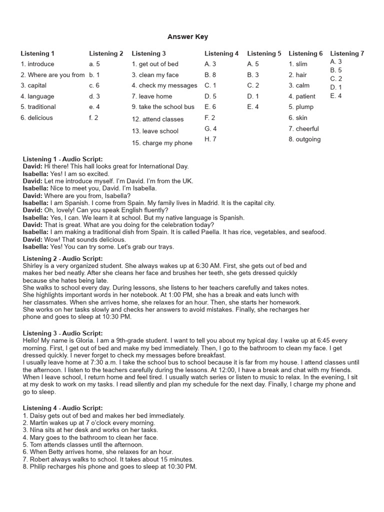 9.1.2 Tapescript and Answer Key | PDF | Clothing | Fashion