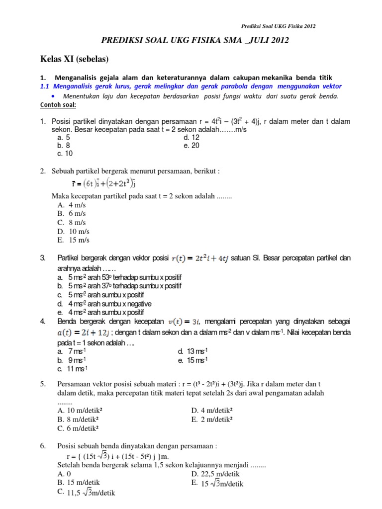 Soal Ukg Fisika Sma Dan Pembahasannya - Guru Paud