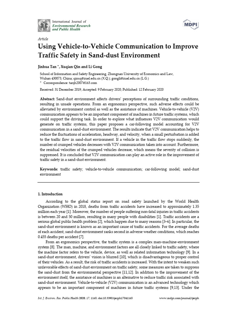 Using Vehicle-To-Vehicle Communication To Improve | PDF | Traffic ...