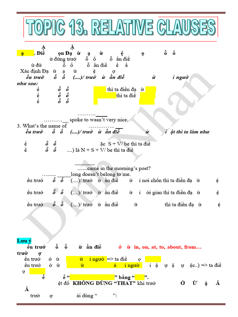 Topic 13 - Relative Clause | PDF