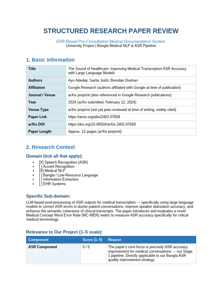 PaperC Review Sound of Healthcare | PDF | Speech Recognition | Accuracy ...