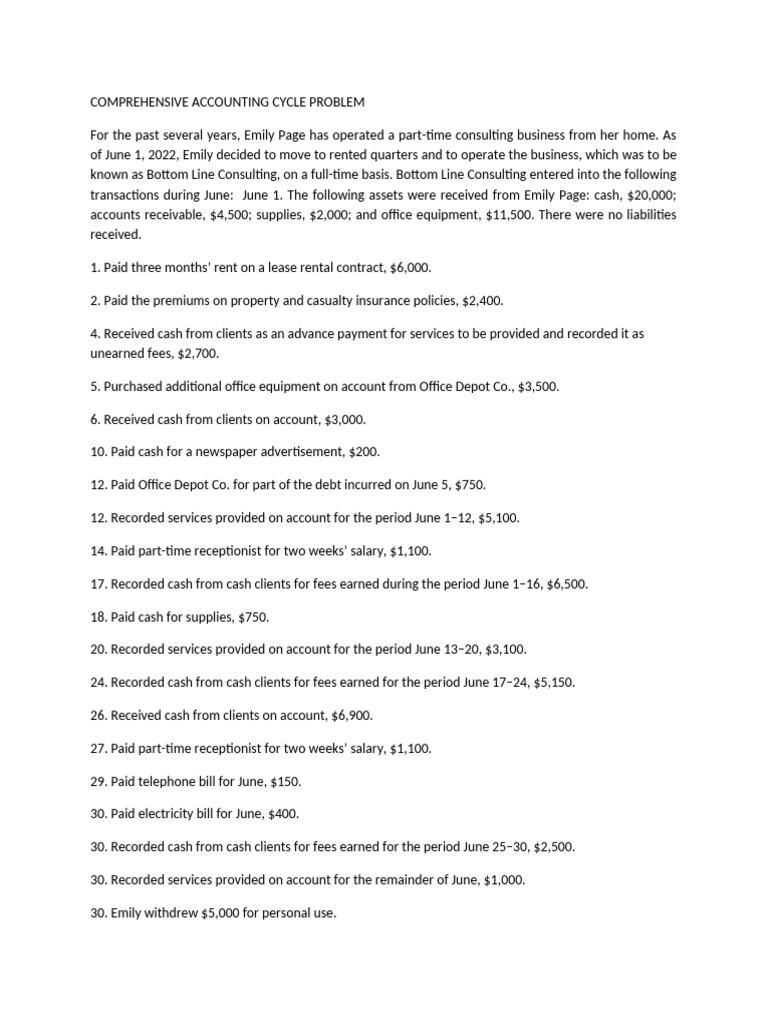 Accounting Cycle Assignment | PDF | Debits And Credits | Expense