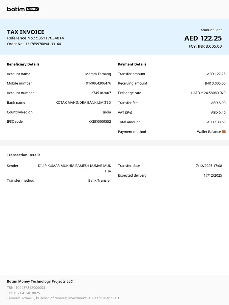 RemittanceInvoice TID133164 | PDF | Money | Wire Transfer