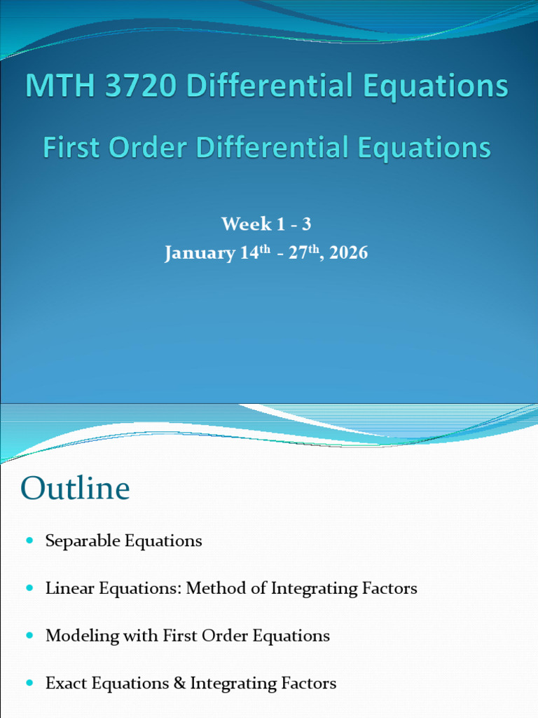First Order Diff. Eqns_Jan. 14 - 27 | PDF | Differential Equations ...