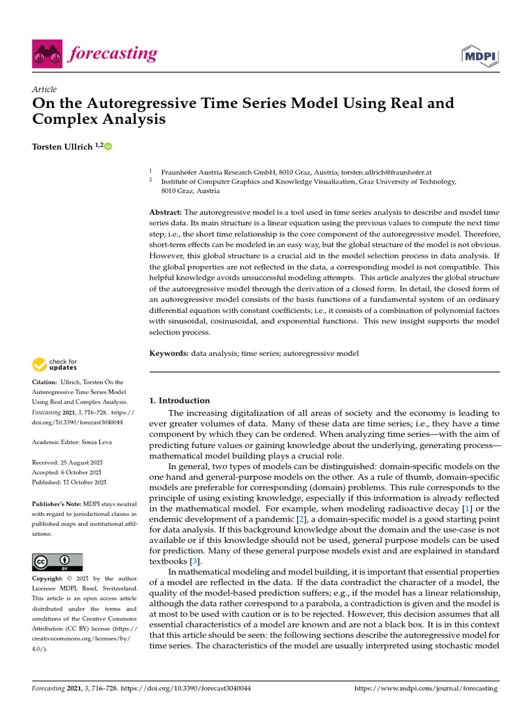 On The Autoregressive Time Series Model Using Real | PDF | Time Series ...