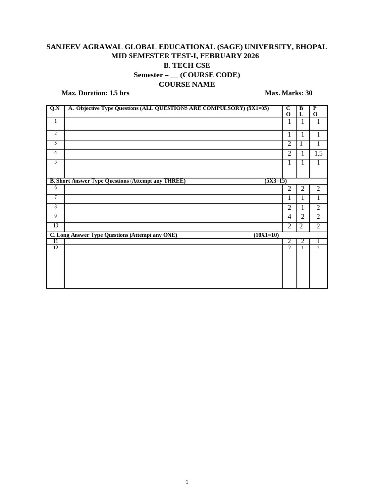 Mid Sem Format | PDF