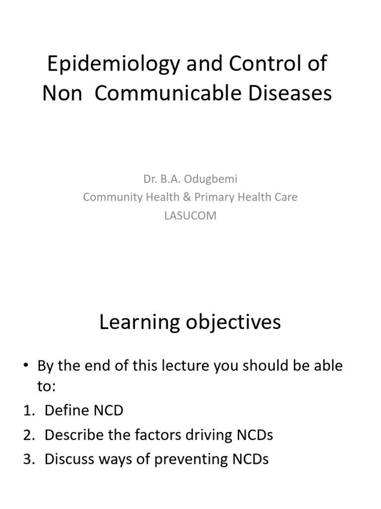 Epidemiology of NCDS lecture updated 2019 SV | PDF | Non Communicable ...
