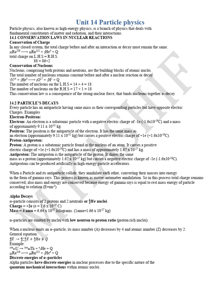 Unit 14 Particle Physics | PDF | Elementary Particle | Quark